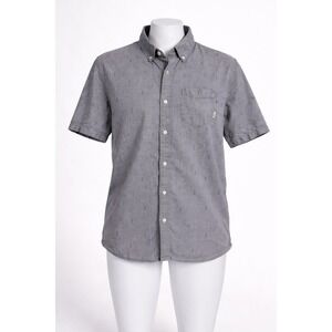 Vans Mens Button Down Shirt Large Gray Short Sleeve Cactus Print Embroidered